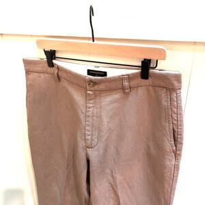 Banana Republic Gavin Relaxed Straight Linen Blend Chino Brown Pants Mens 35x32